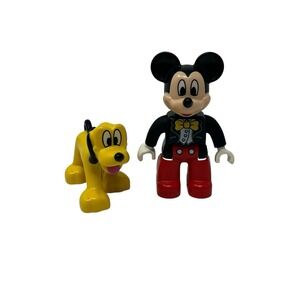 Disney LEGO Duplo Mickey Mouse & Pluto Figures Lot 2 Chunky Style Toys